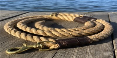 Rope dog leashes — climbing rope, paracord, marine-grade braided, custom braid patterns