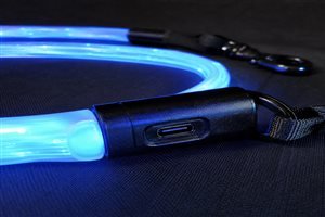Fiber optic LED dog leash 6ft — USB-C rechargeable, 3 modes, IP65 waterproof, custom OEM