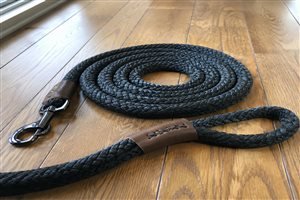 Climbing rope dog leash 6ft — 10mm rope, leather accents, custom OEM, premium hand-feel